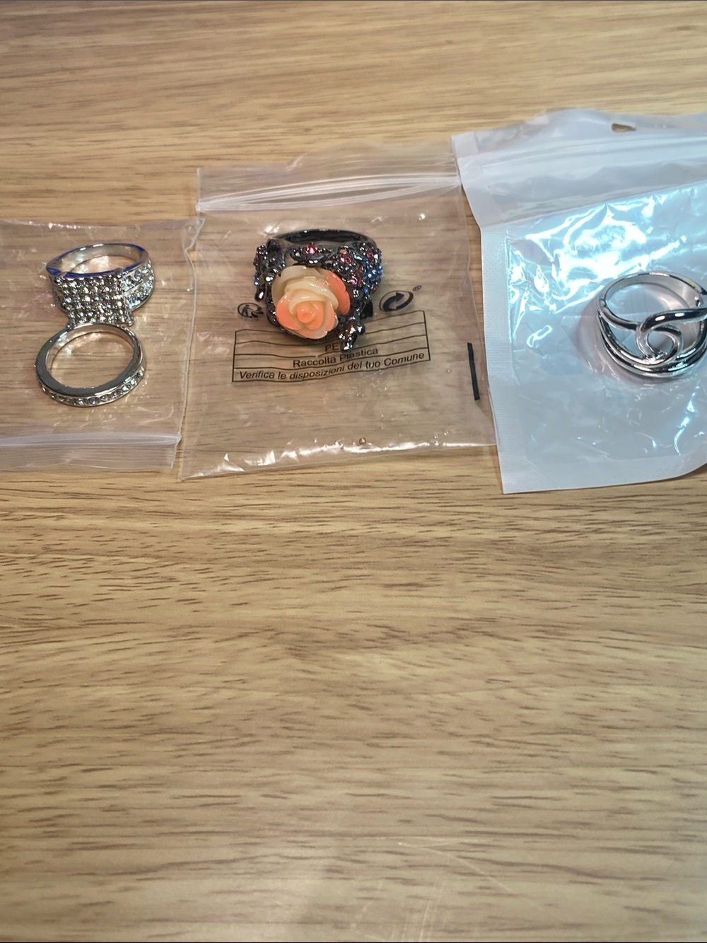 Women's Silver and Peach Flower Fashion Rings - Multi-Pack
